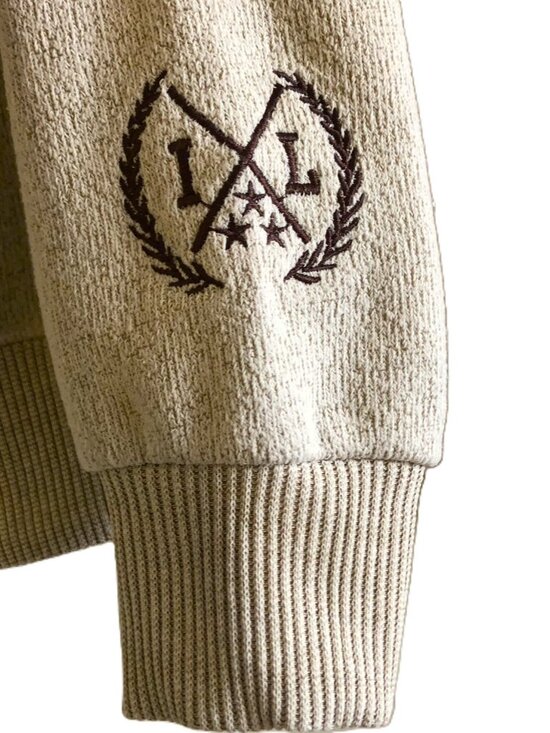 New York Popular Chicago Crew Neck Sweater Sweatshirt Oatmeal Mens M Embroidered - Picture 5 of 14